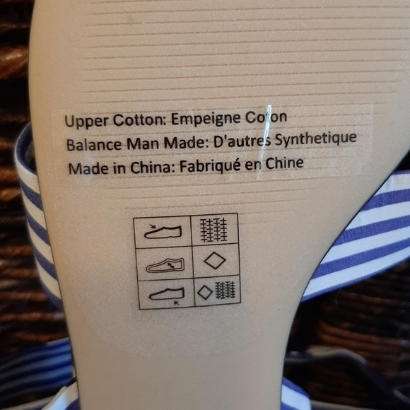 NWT CAbi Floral Wrap Up Floral Striped Sandals 6013 Tie Ankle Boho Blue White 10 - Picture 7 of 7